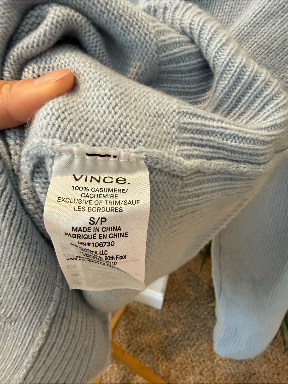 Vince Pale Blue V-Neck Button Front Cardigan - Picture 5 of 5